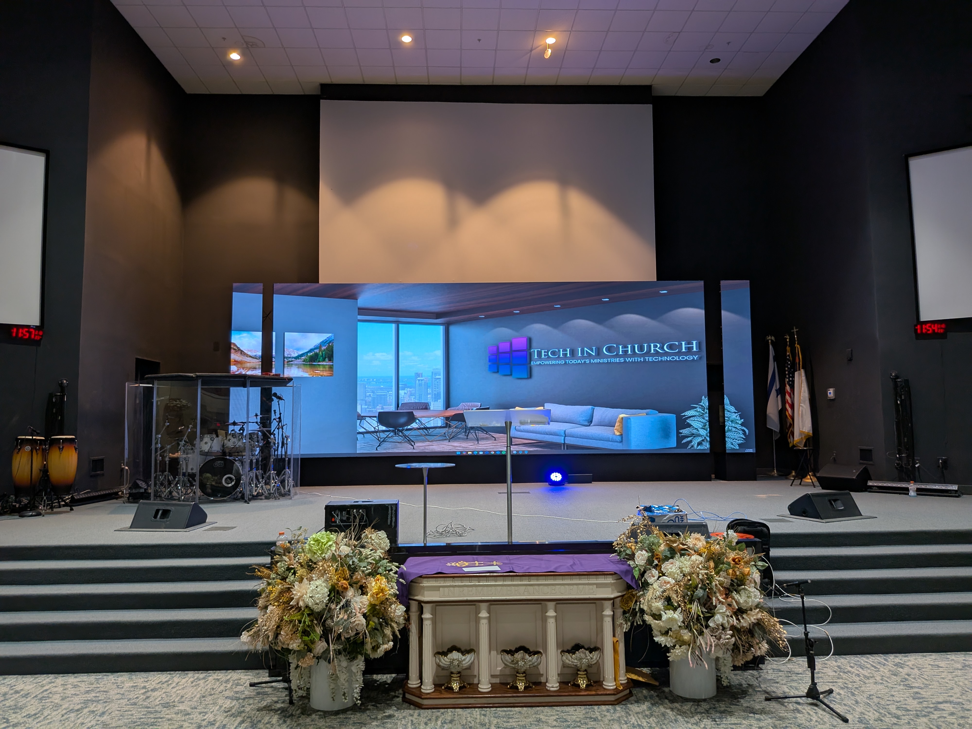 Phase 1 — Center LED wall installed